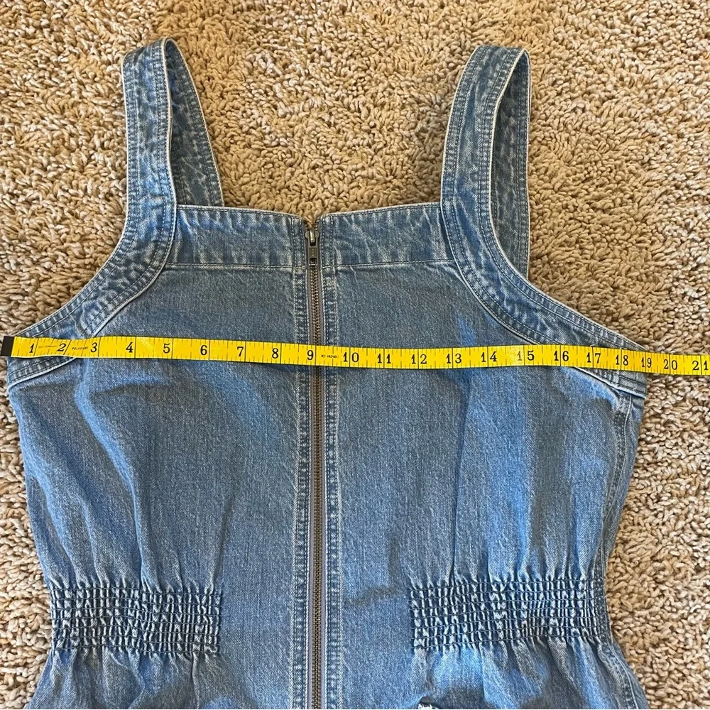 Madewell Denim Zip Smock-Waist Jumpsuit in Baisley Wash Size Large - Picture 8 of 15